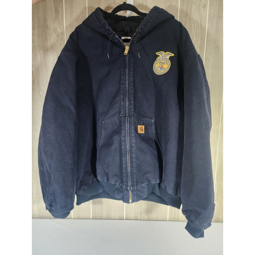 Carhartt x FFA RARE Men 4XL J130 MDT Sandstone Duck Active Jacket Midnight Blue